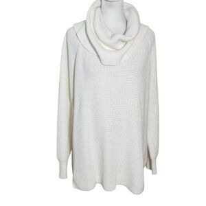 Michael Kors White Cowl Neck Sweater Size XL Ivory Waffle Knit Sweater